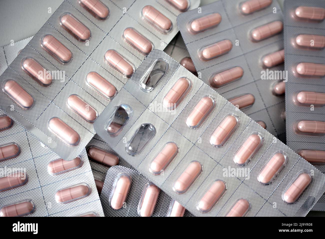 foglio di medicina in confezione farmaceutica Foto Stock