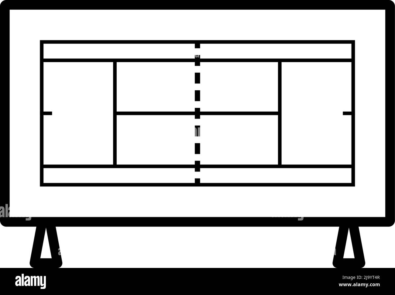 Icona traduzione TV tennis. Design di contorni in grassetto con larghezza traccia modificabile. Illustrazione vettoriale. Illustrazione Vettoriale
