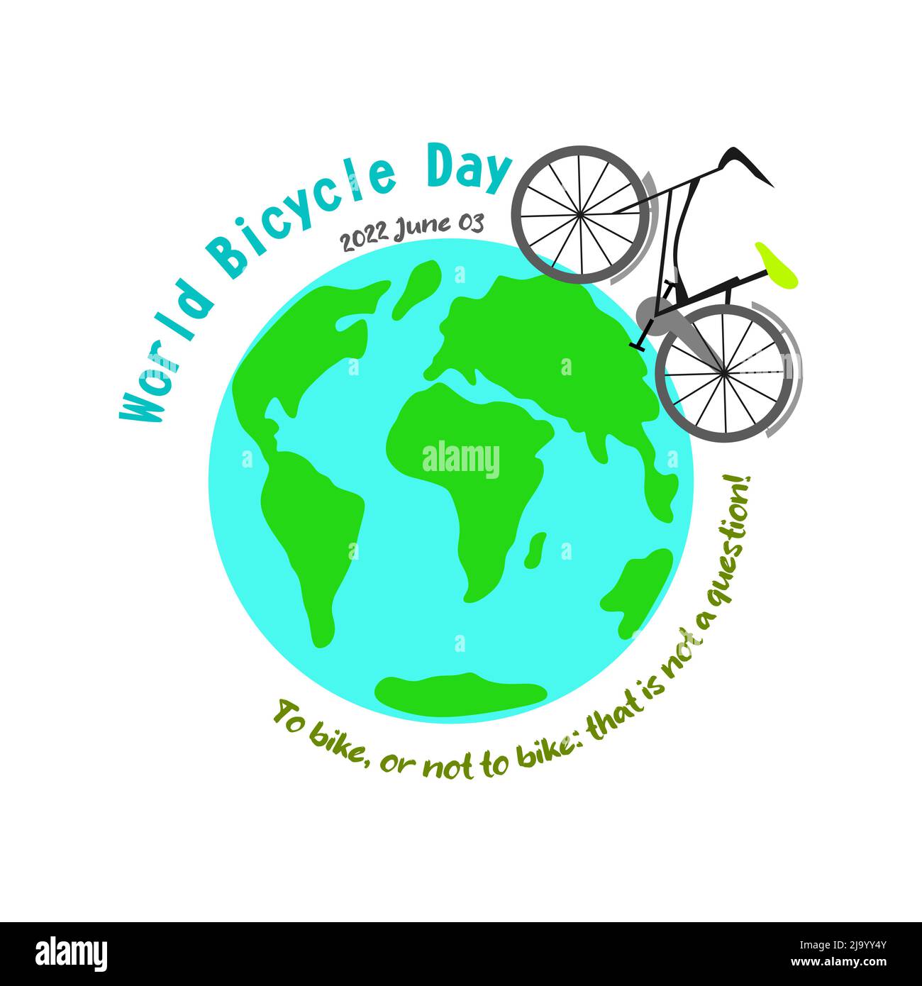 3rd giugno modello della Giornata Mondiale della bicicletta per banner, biglietti d'auguri, Logo, Mnemonic, Symbol, Illustrazione della progettazione di icone, etichette, banner o poster Illustrazione Vettoriale