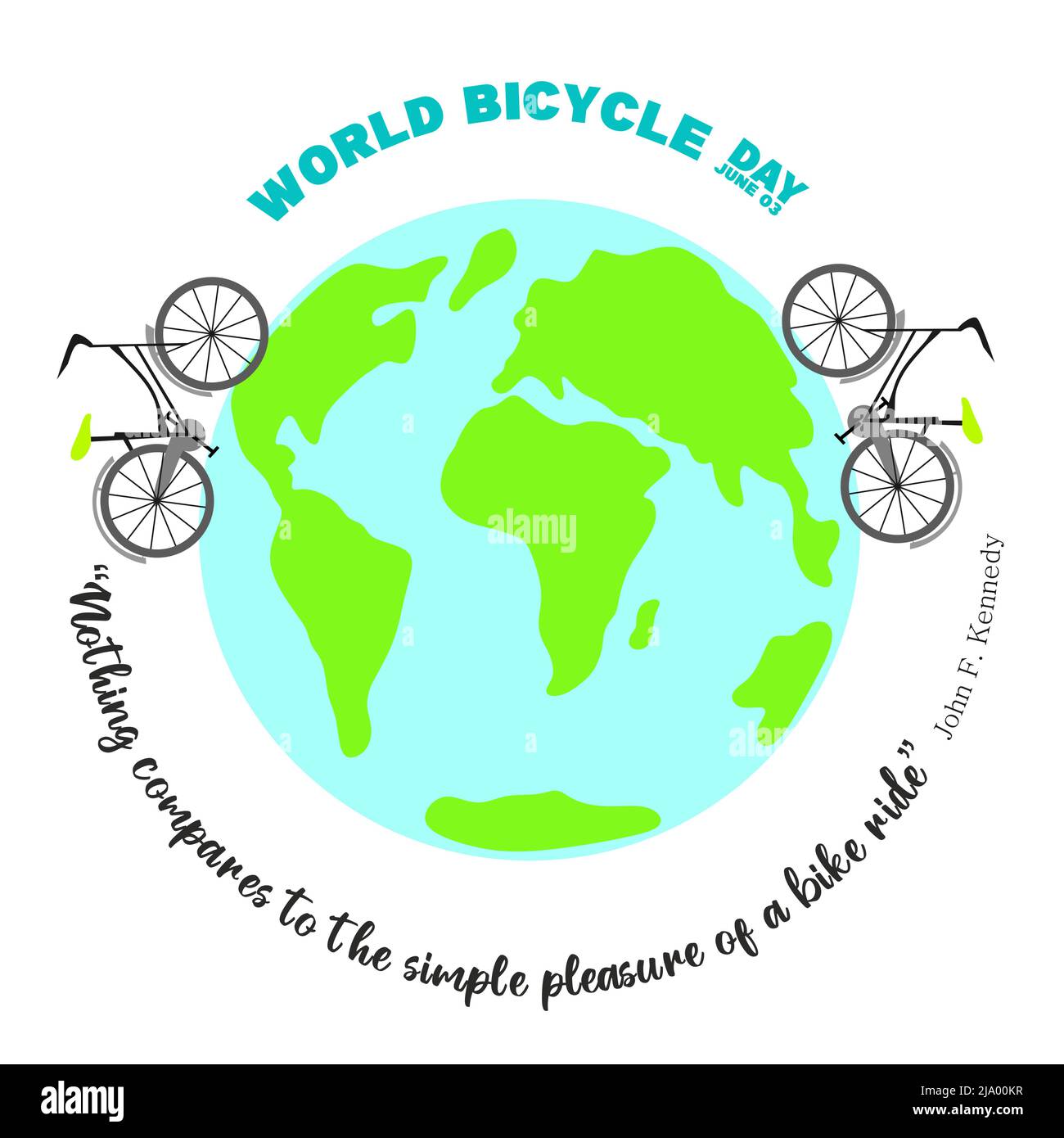 3rd giugno modello della Giornata Mondiale della bicicletta per banner, biglietti d'auguri, Logo, Mnemonic, Symbol, Illustrazione della progettazione di icone, etichette, banner o poster Illustrazione Vettoriale