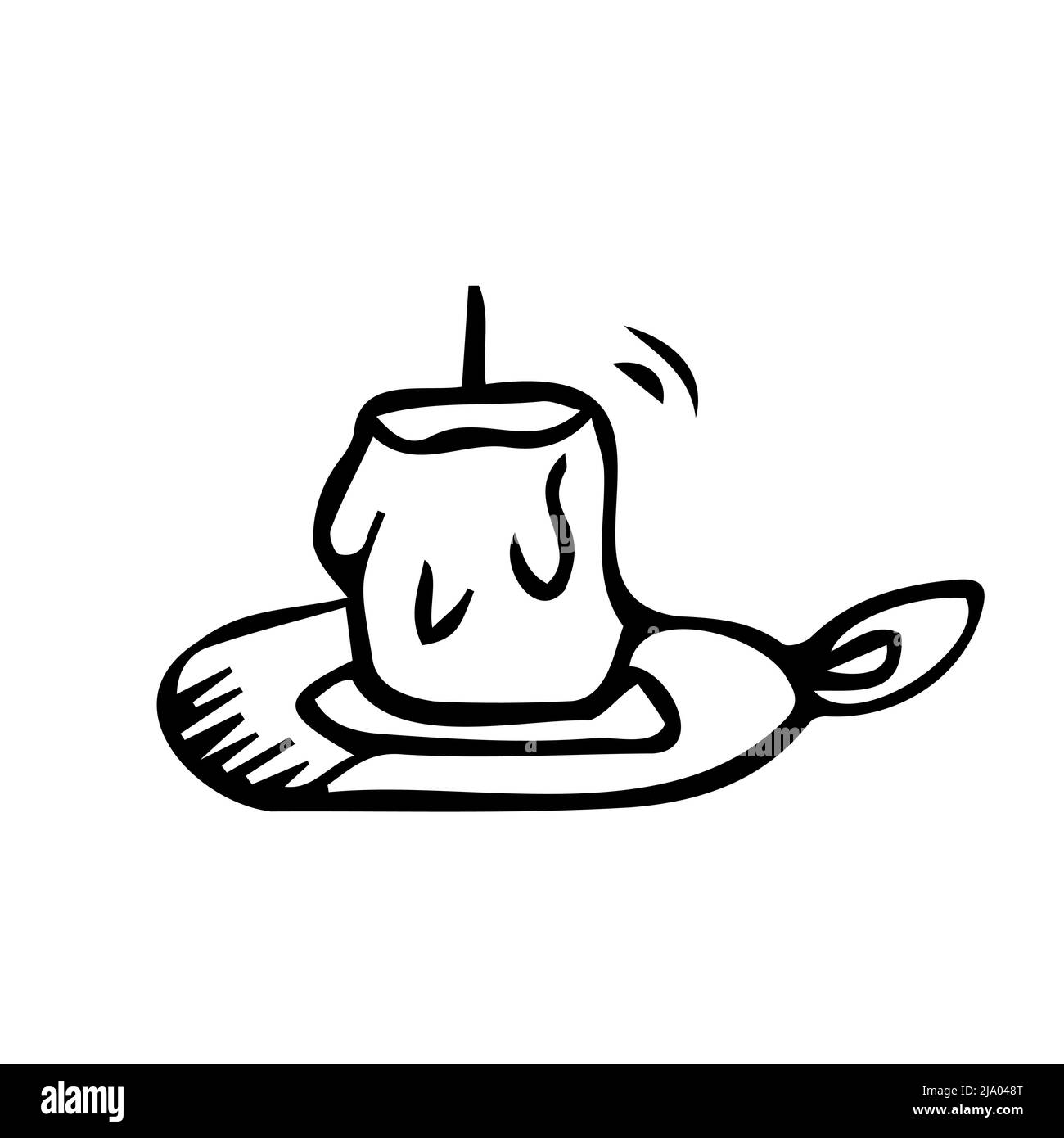 Illustrazione vettoriale, contorno, libro da colorare, candela in un candelabro, fiamma, pittura a mano, astrazione, arte, elemento di disegno, chiesa Illustrazione Vettoriale