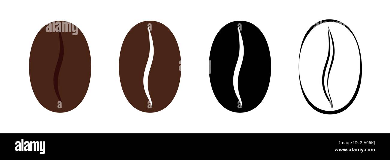 Diversi tipi di icone vettoriali per le illustrazioni dei chicchi di caffè Illustrazione Vettoriale