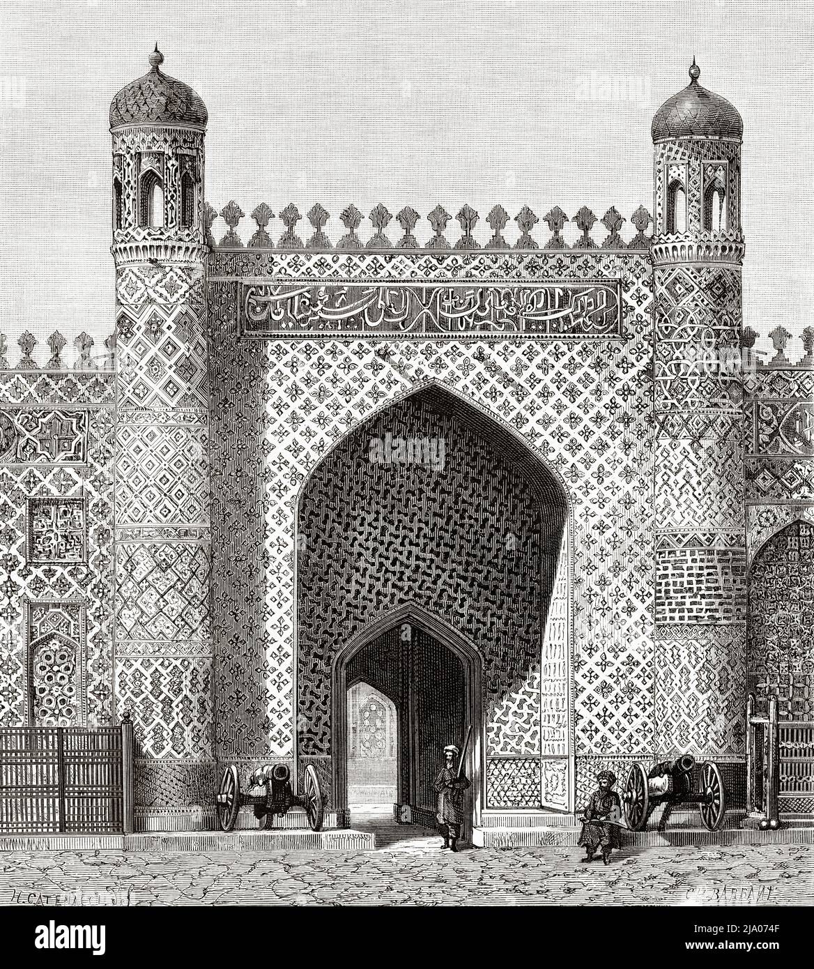 Khudayar Khan Palace, Kokand, regione di Faggana. Uzbekistan, Asia centrale. Da Orenburg a Samarcanda 1876-1878 di Madame Marie Ujfalvy-Bourdon, le Tour du Monde 1879 Foto Stock