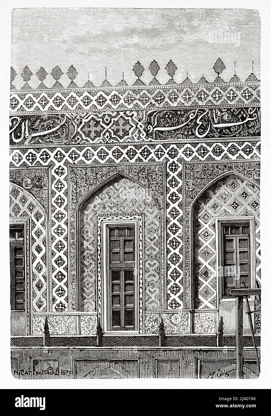 Khudayar Khan Palace, Kokand, regione di Faggana. Uzbekistan, Asia centrale. Da Orenburg a Samarcanda 1876-1878 di Madame Marie Ujfalvy-Bourdon, le Tour du Monde 1879 Foto Stock