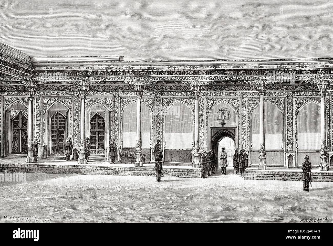 Khudayar Khan Palace, Kokand, regione di Faggana. Uzbekistan, Asia centrale. Da Orenburg a Samarcanda 1876-1878 di Madame Marie Ujfalvy-Bourdon, le Tour du Monde 1879 Foto Stock