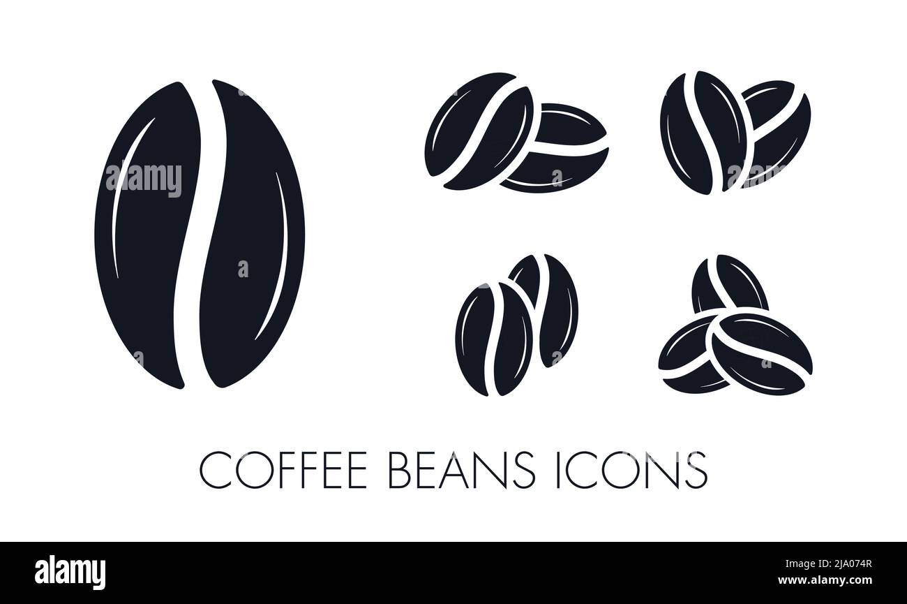 Diversi simboli dei chicchi di caffè impostazione delle icone delle illustrazioni vettoriali Illustrazione Vettoriale