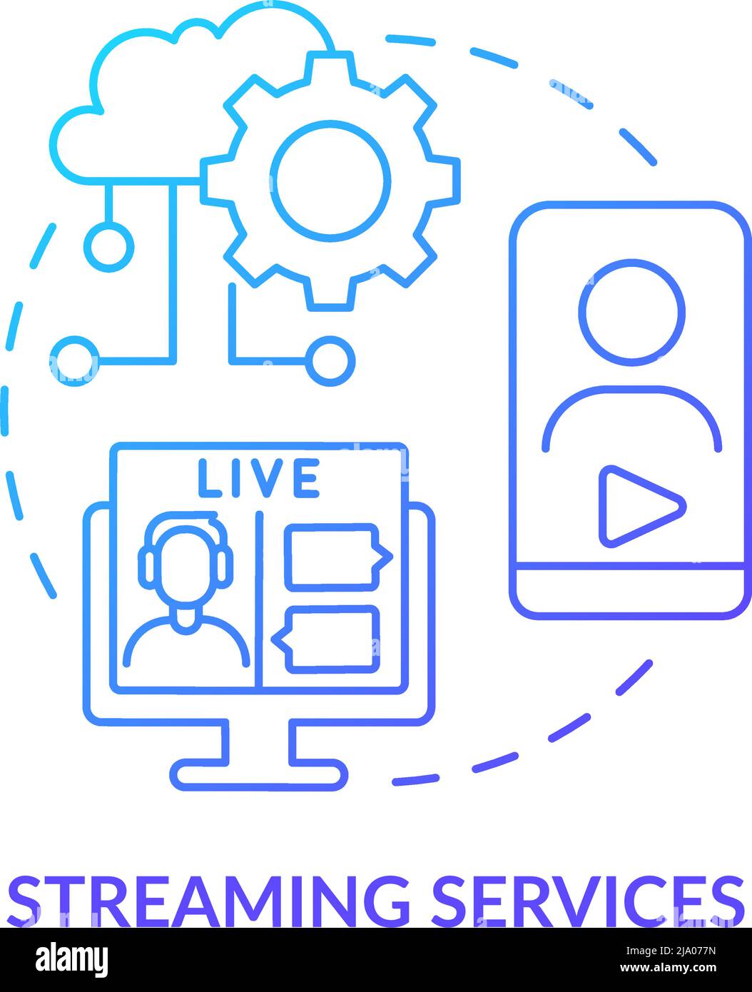 Icona del concetto di gradiente blu dei servizi di streaming Illustrazione Vettoriale