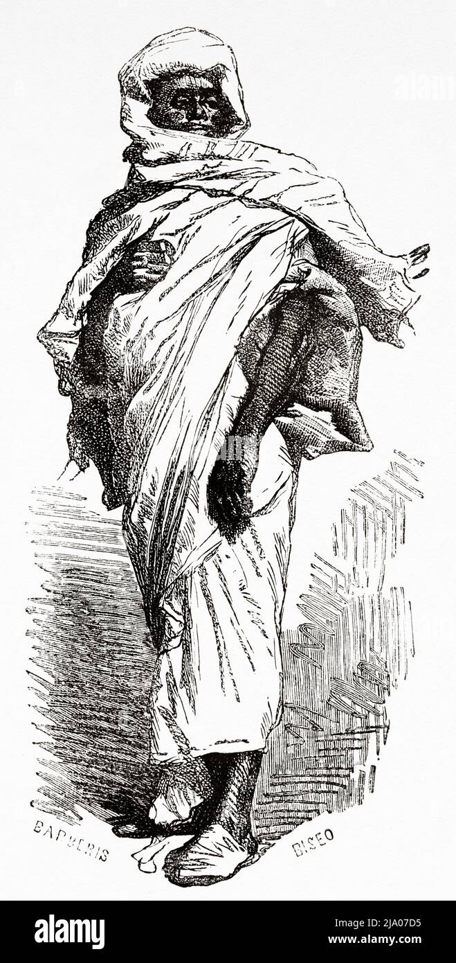 Ritratto di un uomo moresco, Marocco. Nord dell'Africa. Marocco di Edmondo de Amicis 1875. Le Tour du Monde 1879 Foto Stock