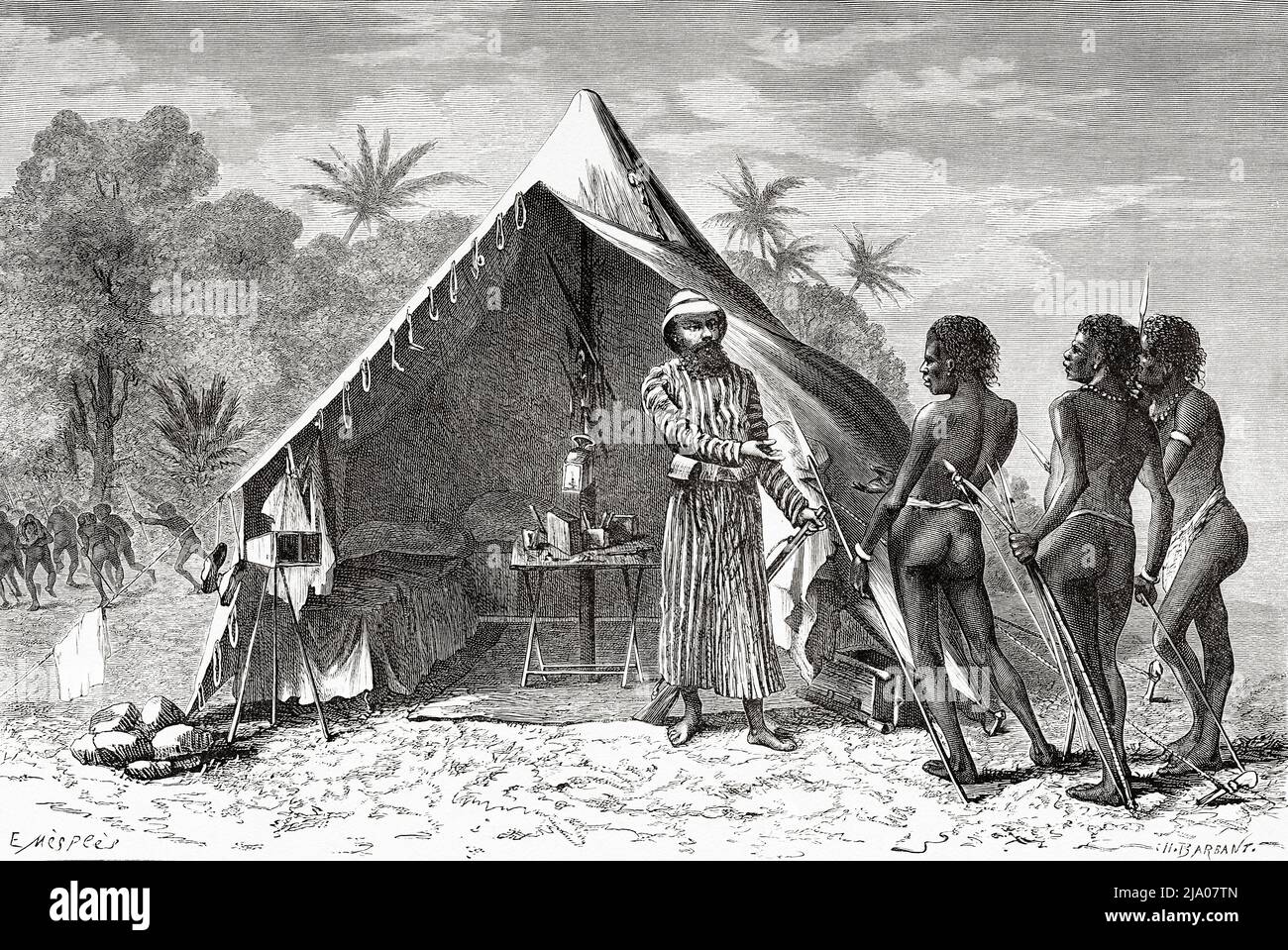 Biak Pirati a Numfor Island, Papua Nuova Guinea, Indonesia, Asia. Viaggio a Papua Nuova Guinea con Achille Raffray 1876-1877. Le Tour du Monde 1879 Foto Stock