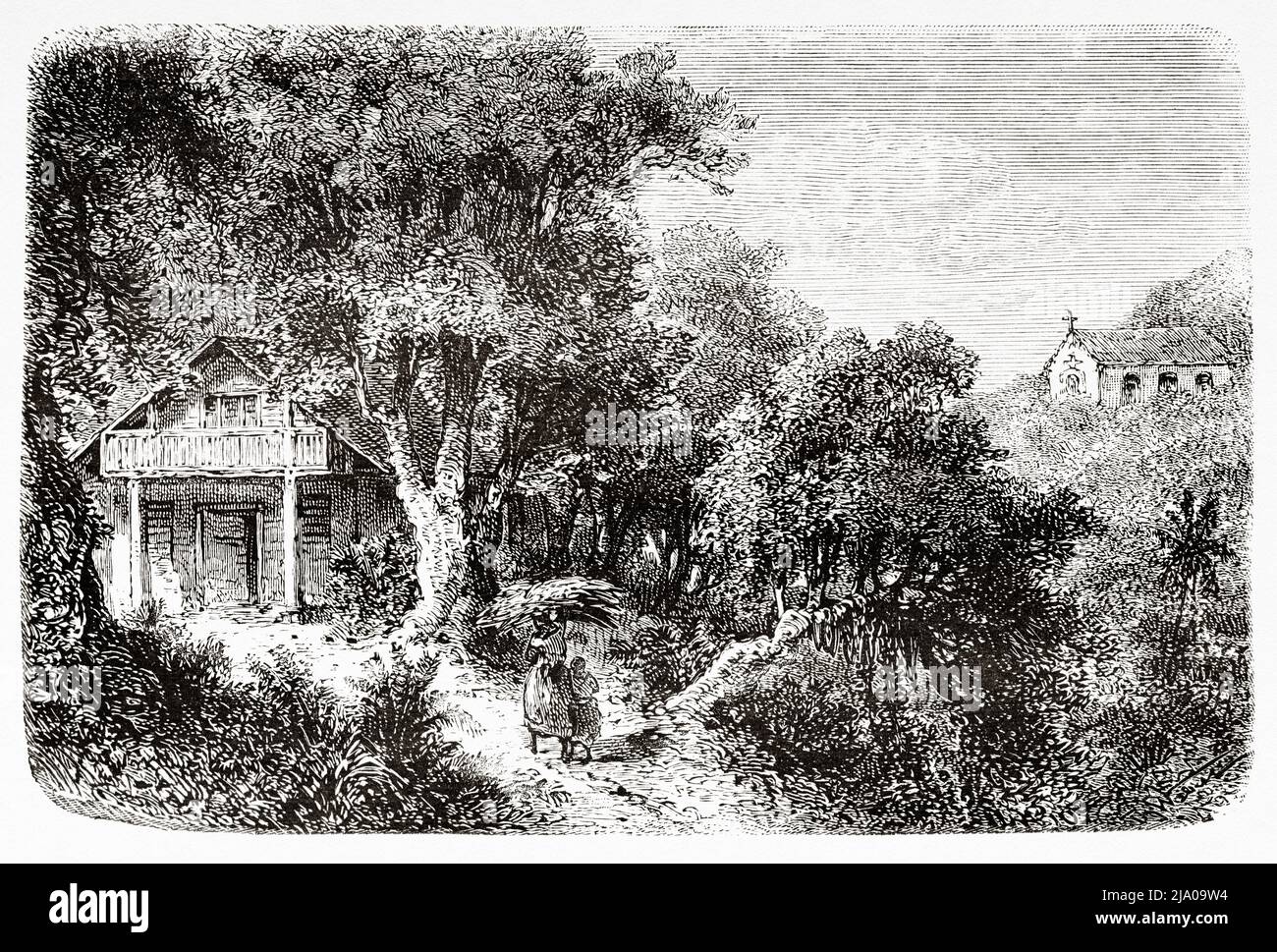 Providence e Calvario, Dondon, comune dell'Arrondissement di Saint-Raphael, nel dipartimento nord di Haiti. Caraibi, America Centrale. Haiti di Edgar la Selve 1871. Le Tour du Monde 1879 Foto Stock
