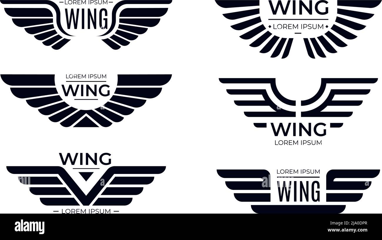 Collezione di badge Wings, etichette militari per la forza militare Illustrazione Vettoriale