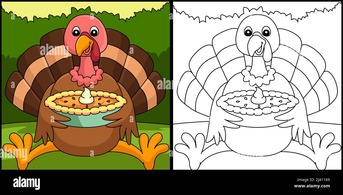 Illustrazione di Thanksgiving Turkey Holding Pie Illustrazione Vettoriale