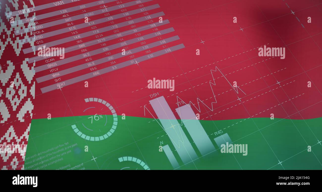 Immagine della bandiera della bielorussia in fase di elaborazione dei dati Foto Stock