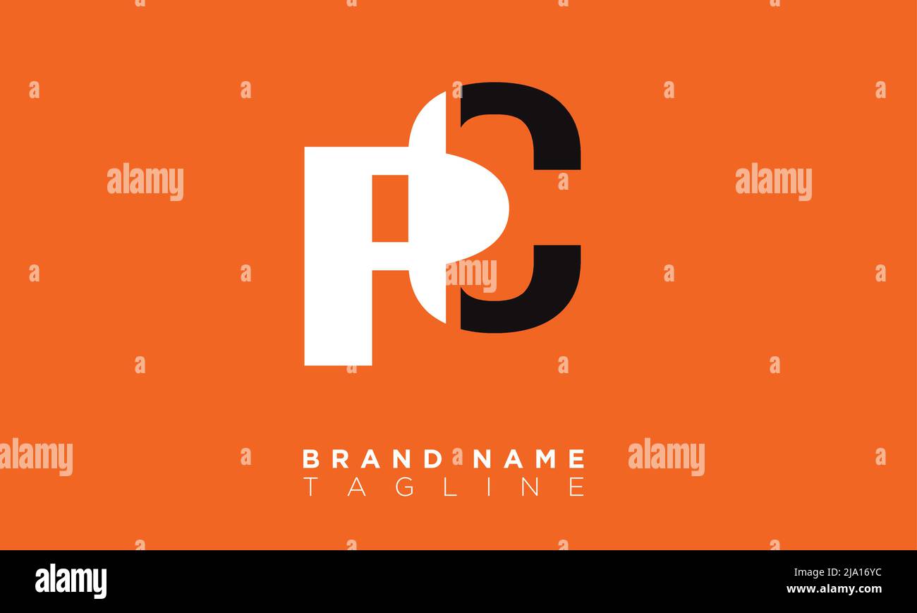Lettere alfabetiche PC iniziali logo monogramma Illustrazione Vettoriale