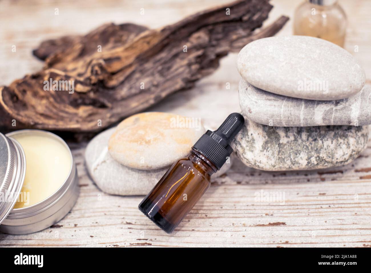 Cosmetici naturali biologici e prodotti per trattamenti termali e relax per la cura delle donne. Prodotti per la cura della pelle. Foto Stock