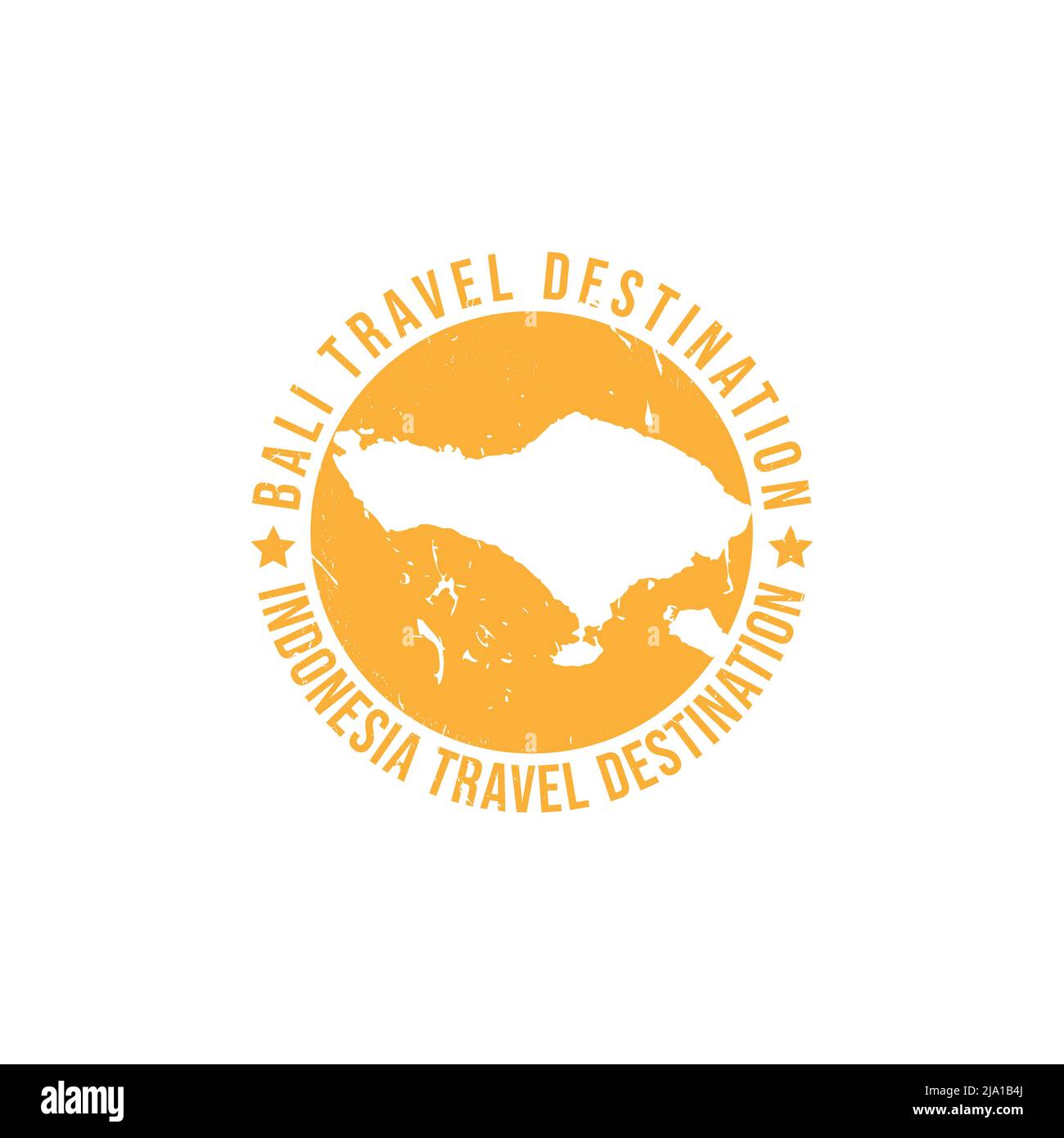 Cartello con logo Bali. Viaggio timbro gomma con il nome e la mappa dell'isola, illustrazione vettoriale. Può essere utilizzato come insegna, logotipo, etichetta, adesivo o badge. Illustrazione Vettoriale