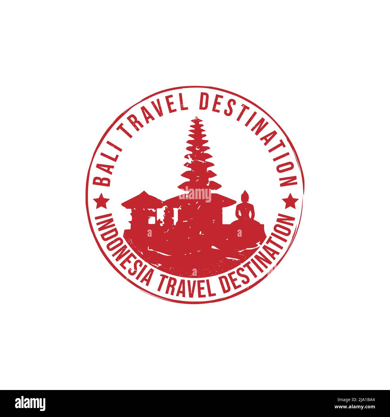 Cartello con logo Bali. Viaggio timbro gomma con il nome e la mappa dell'isola, illustrazione vettoriale. Può essere utilizzato come insegna, logotipo, etichetta, adesivo o badge. Illustrazione Vettoriale