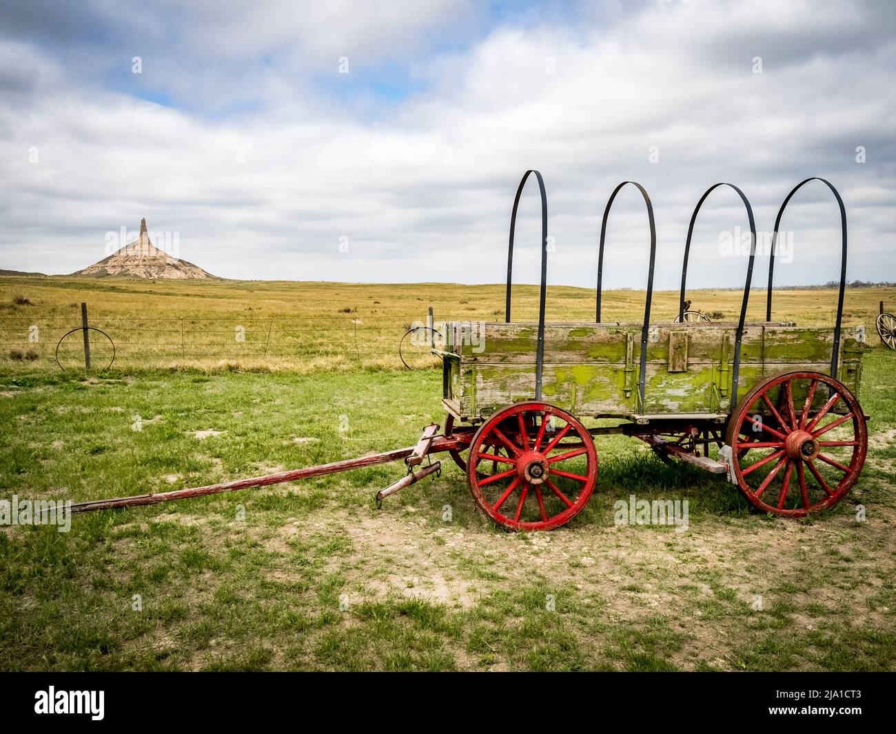 Il Camney Rock National Historic Site è stato un punto di riferimento lungo l'Oregon Trail, il California Trail e il Mormon Trail vicino a Bayard, Nebraska USA Foto Stock