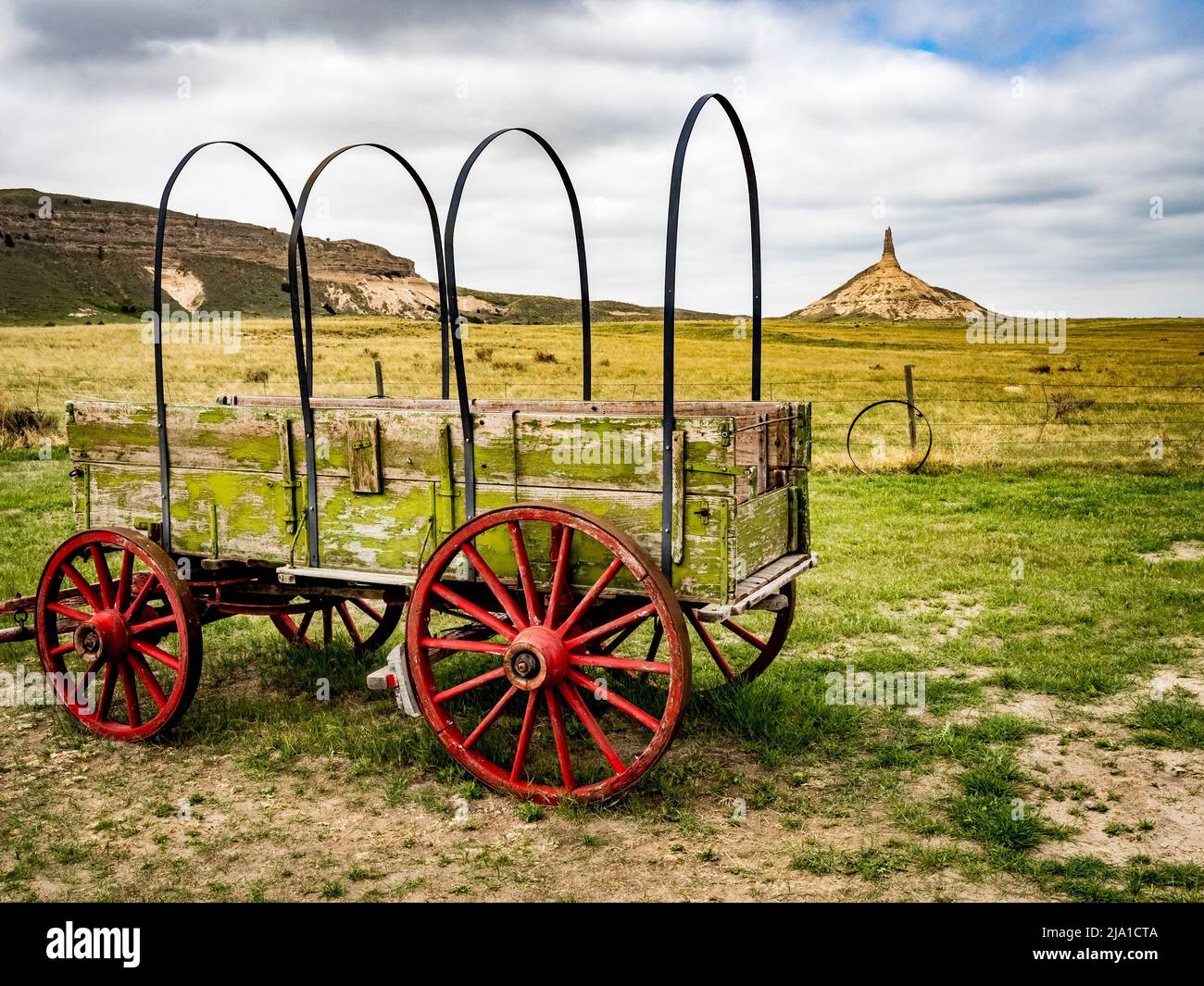 Il Camney Rock National Historic Site è stato un punto di riferimento lungo l'Oregon Trail, il California Trail e il Mormon Trail vicino a Bayard, Nebraska USA Foto Stock