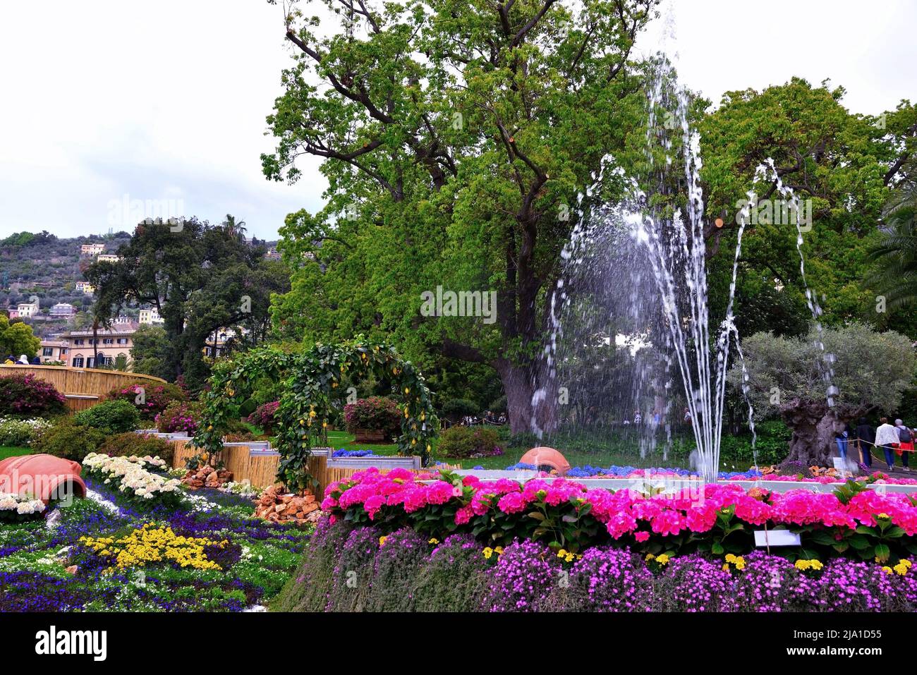 parchi euroflora nervi, giardino fiorito genova italia Foto Stock