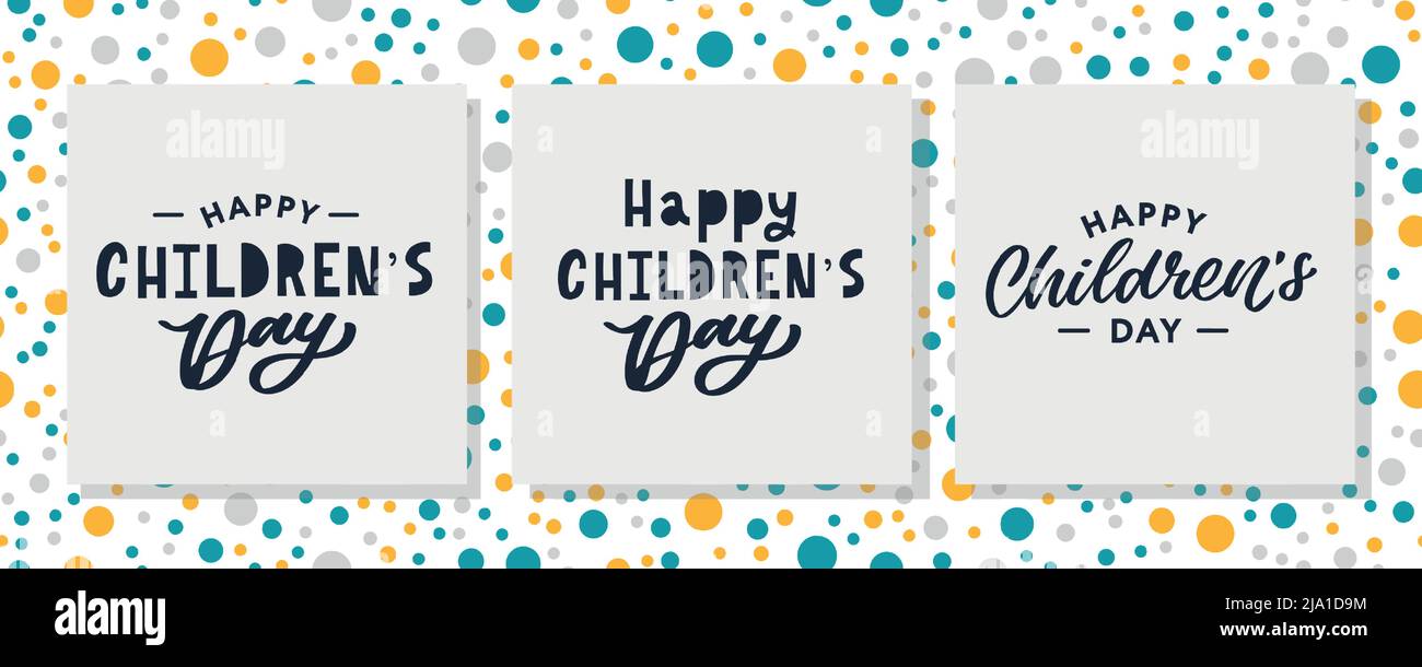 Buon giorno dei bambini. Frase vacanza. Lettere vettoriali disegnate a mano Illustrazione Vettoriale