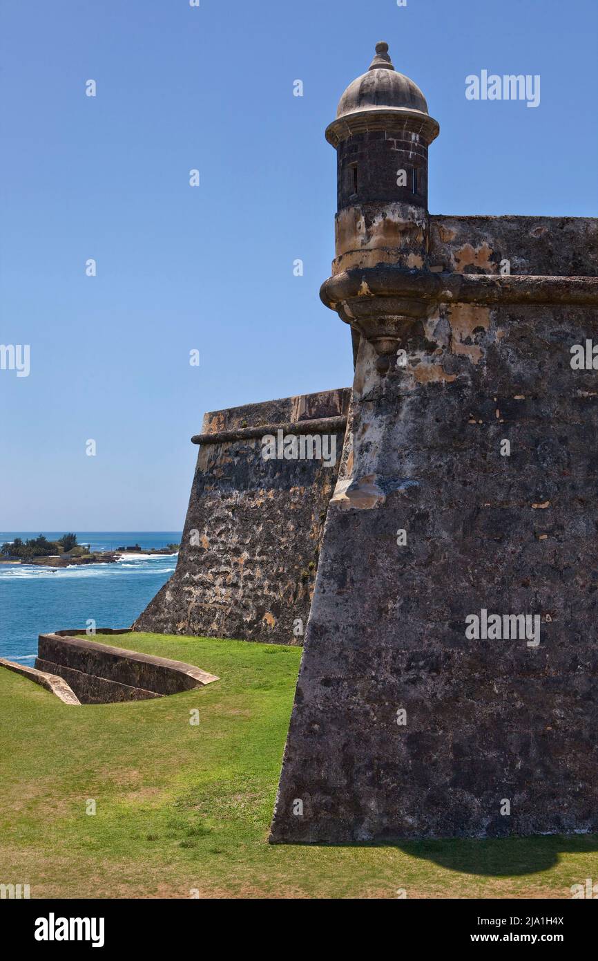 Sentry box El Morro Fort Old San Juan PR 2 V. Foto Stock