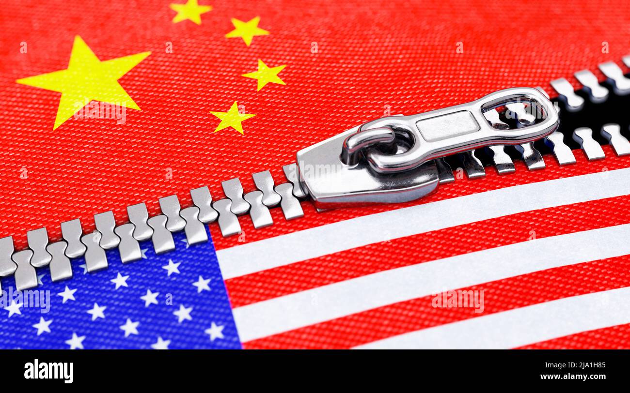 Symbolbild zum Thema diplomatie zwischen den USA und Cina. Foto Stock