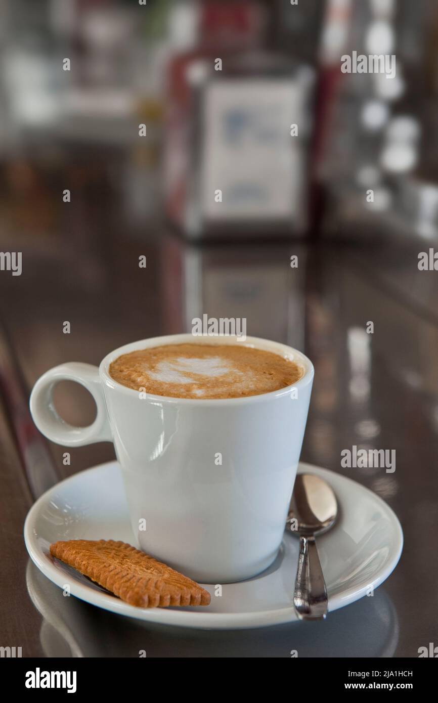 Cafe con leche cookie bar Cordoba Spain Foto Stock