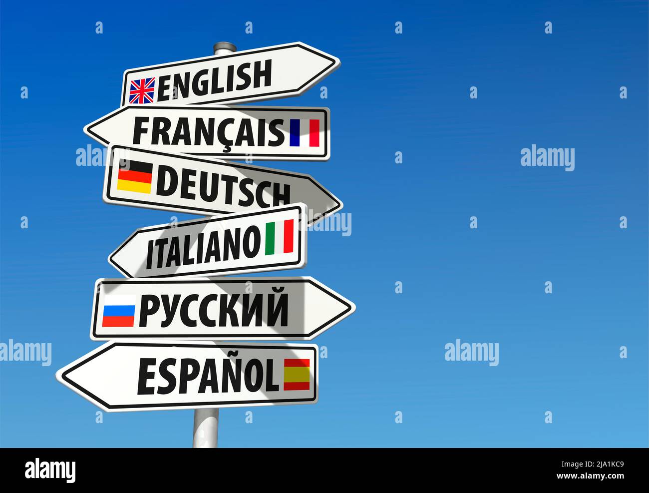 Guida le lingue di fronte al cielo blu Foto Stock