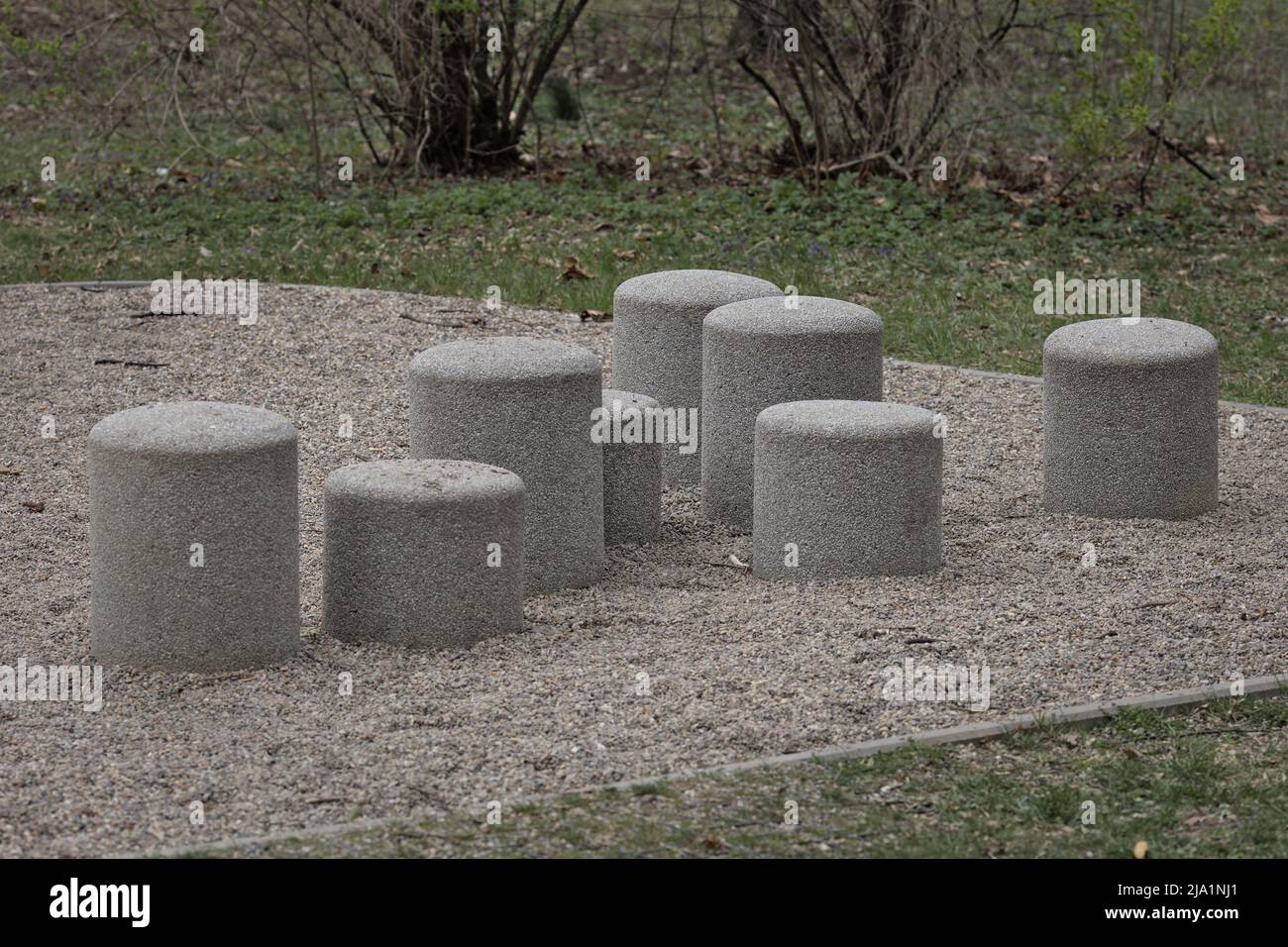 Dispositivo per esercizi di equilibrio in palestra all'aperto Foto Stock