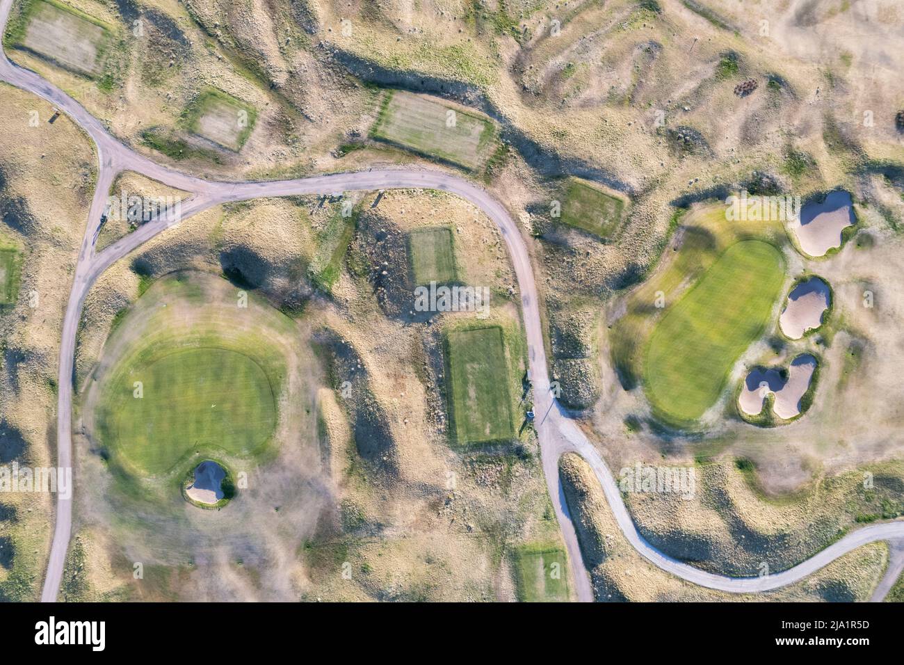 Un campo da golf dall'alto Foto Stock