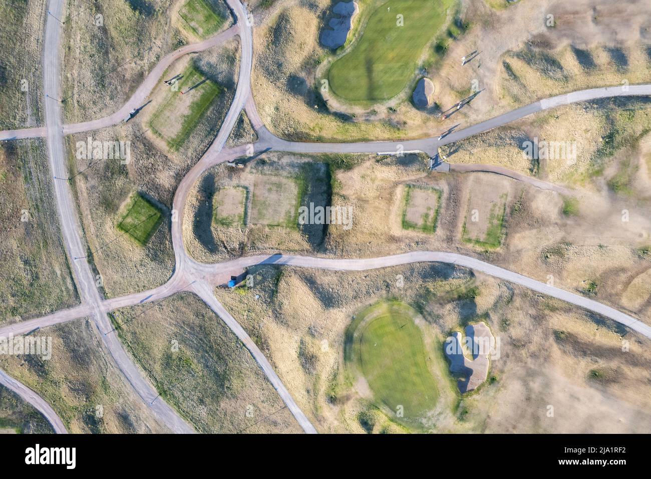 Un campo da golf dall'alto Foto Stock