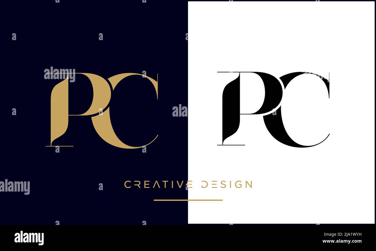 PC, CP, P o C alfabeto lettere iniziali Logo Monogramma Vector Illustrazione Vettoriale