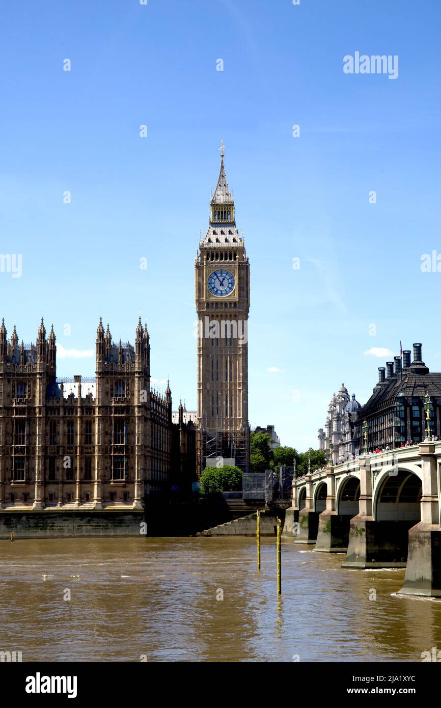 Big ben Clock Face Houses of Parliament Elizabeth Tower Westminster London Foto Stock