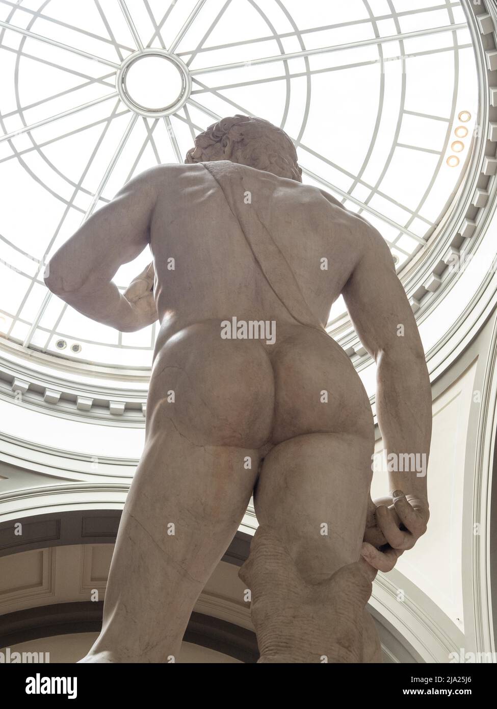 Statua del David di Michelangelo, dettaglio, Galleria dell'Accademia, Firenze, Toscana, Italia Foto Stock