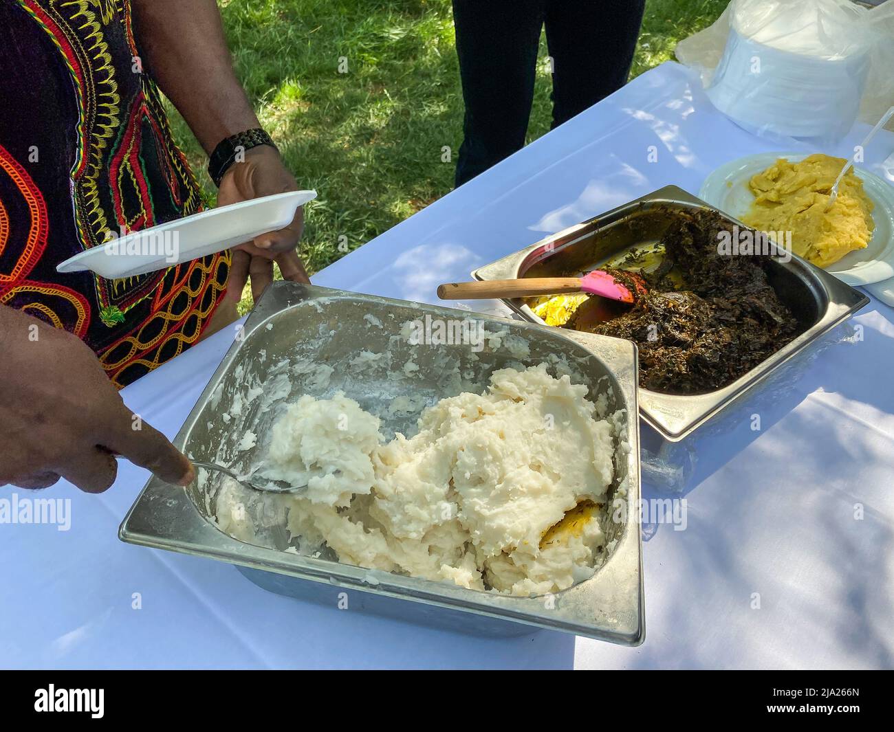Cibo Camerooniano fufu, Eru e Garri Foto Stock