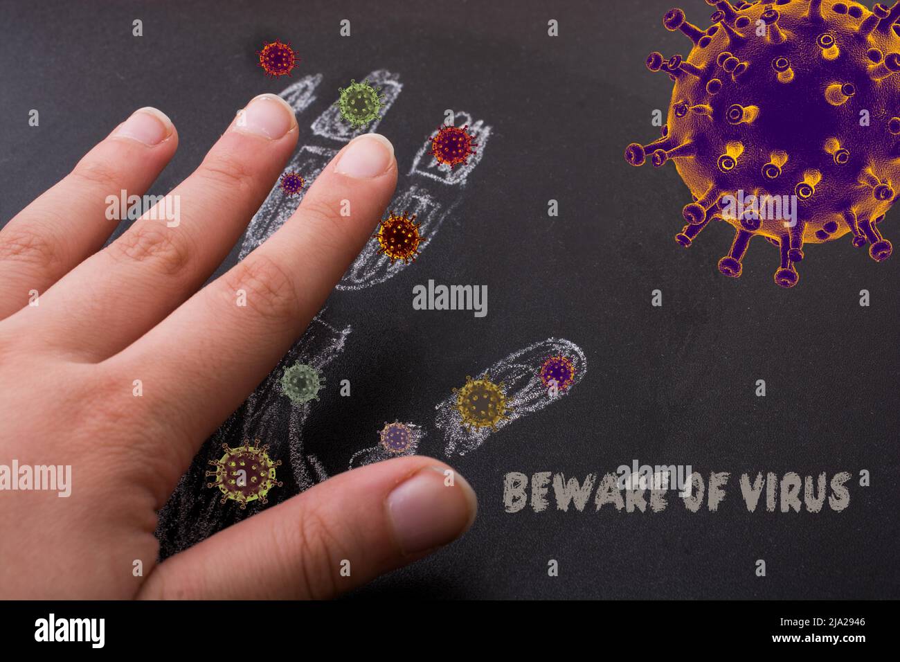 Attenzione al concetto di assistenza sanitaria attenzione al virus Corona Covid 19 Foto Stock