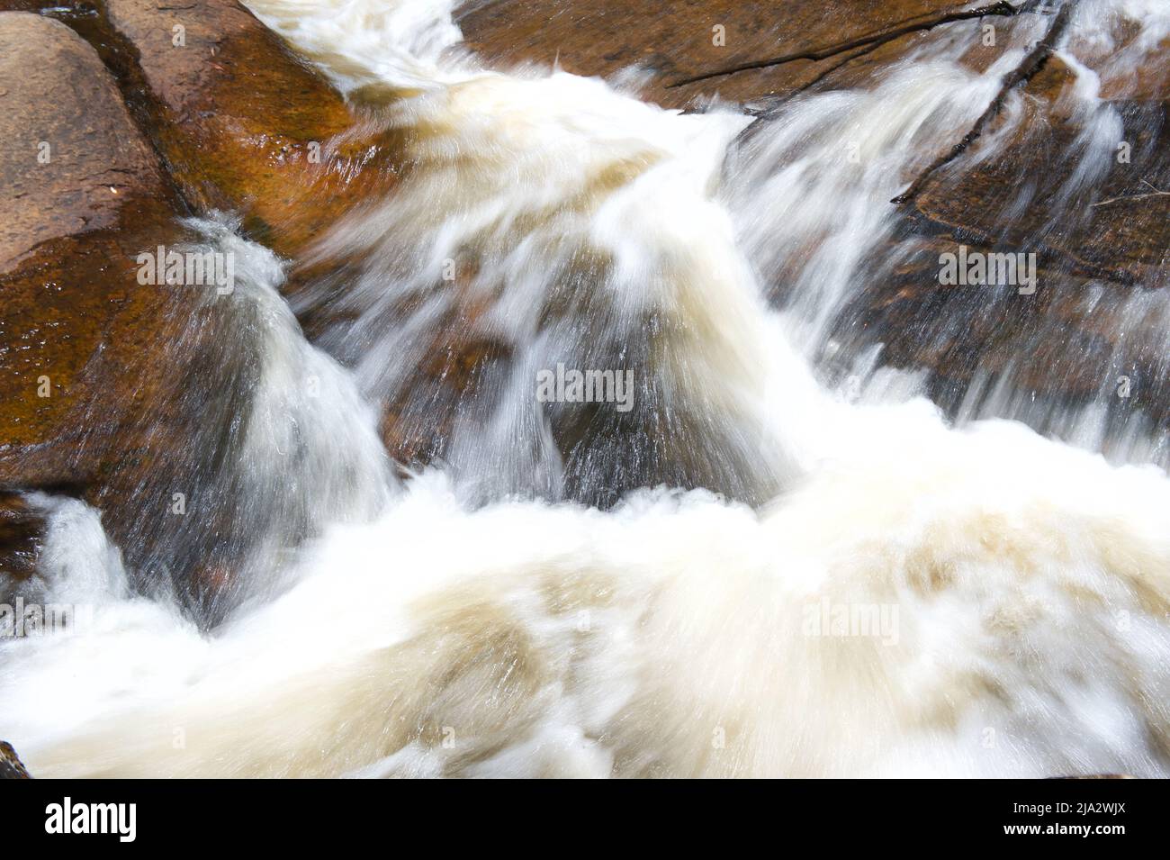 Il caos delle acque bianche sul fiume Murrundindi nella Toolangi state Forest a Victoria, Australia. Le Cascate di Murrundindi erano in piena alluvione. Foto Stock