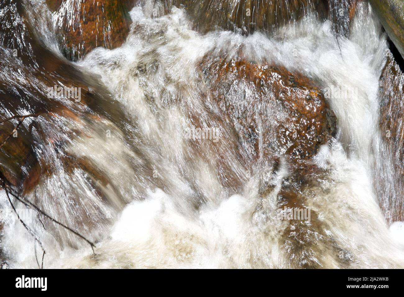 Il caos delle acque bianche sul fiume Murrundindi nella Toolangi state Forest a Victoria, Australia. Le Cascate di Murrundindi erano in piena alluvione. Foto Stock