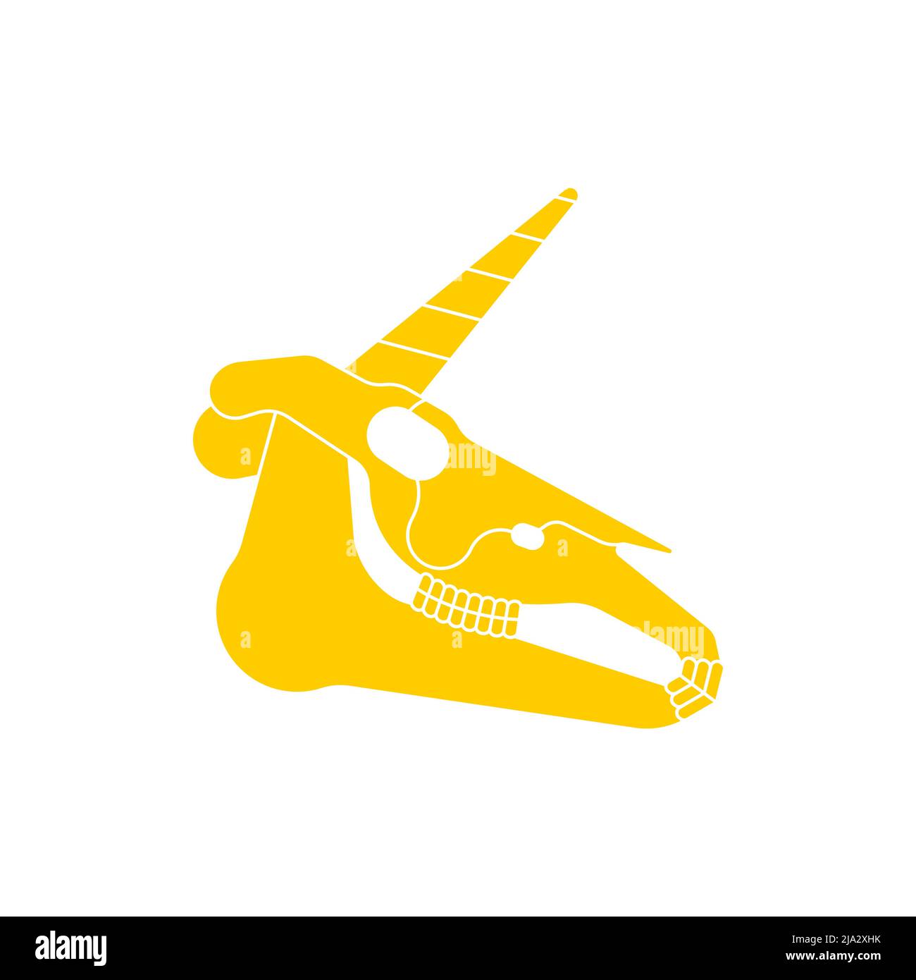 Cranio unicorno isolato. Cavallo magico con corno cranio. Illustrazione vettoriale Illustrazione Vettoriale