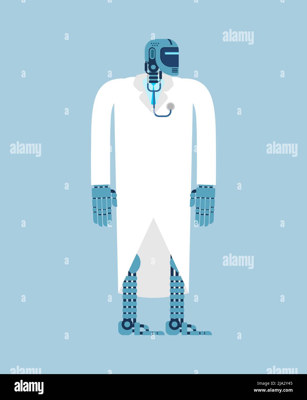 Robot medico isolato. Medico cyborg. Tecnologie mediche del futuro Illustrazione Vettoriale