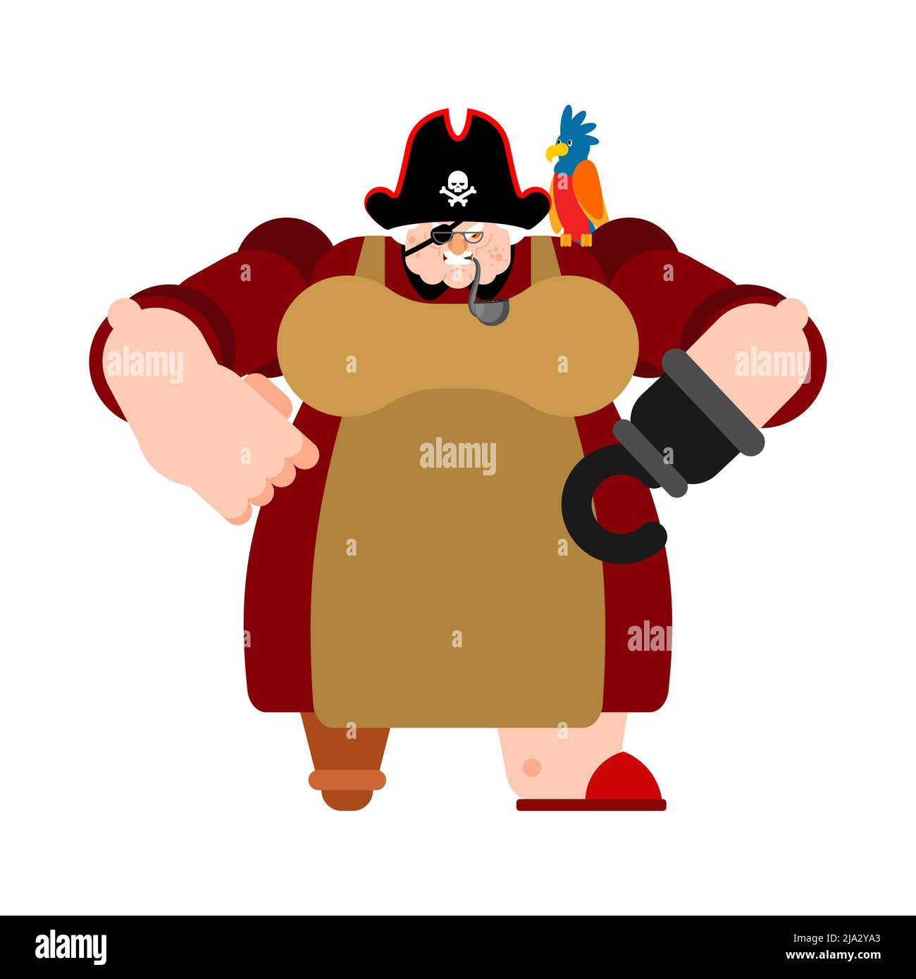 Nonna Pirate. Nonna filibuster e pappagallo. Illustrazione vettoriale Illustrazione Vettoriale