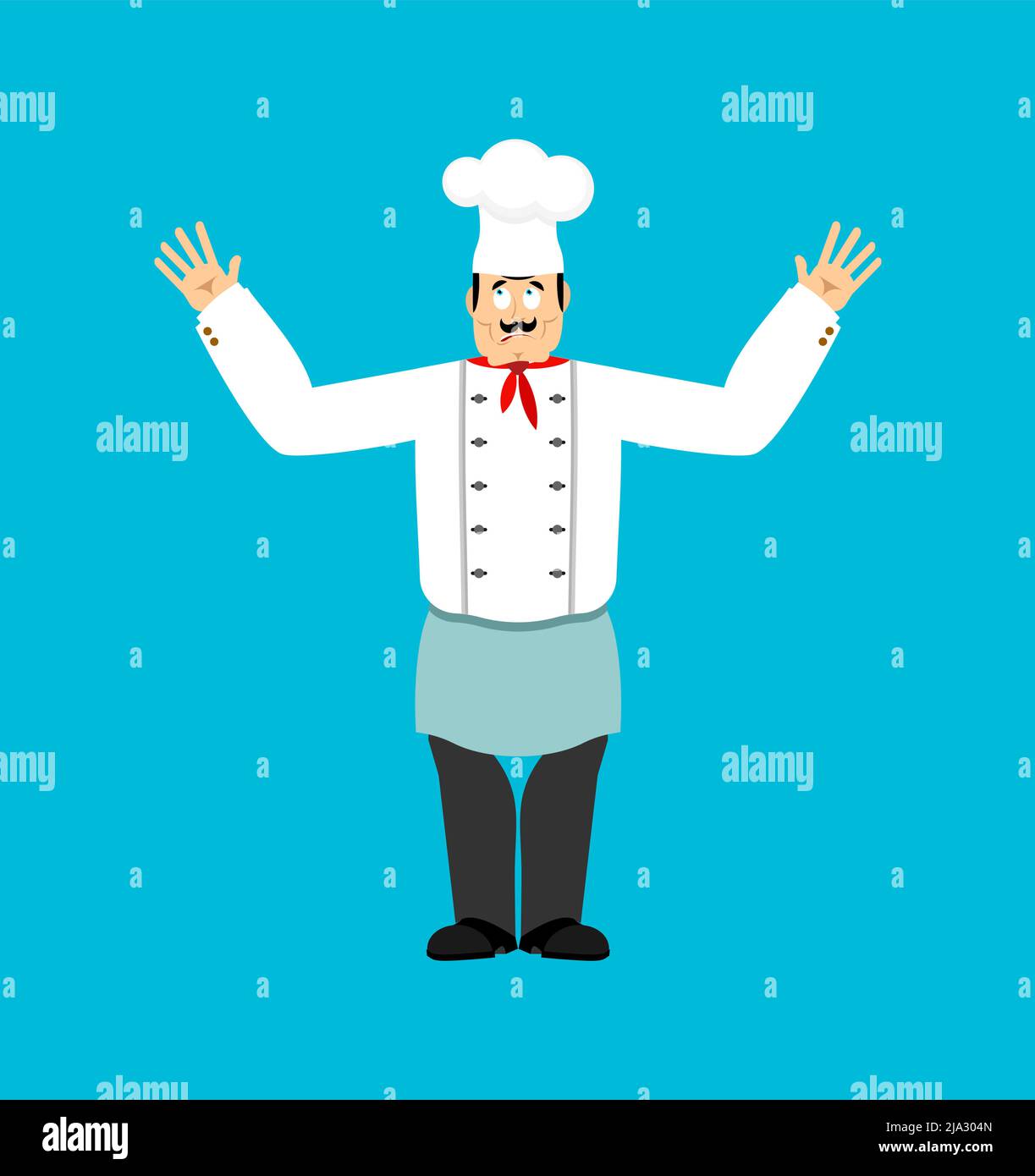 Chef confuso. Cuoco perplesso. kitchener Vector illustrazione Illustrazione Vettoriale