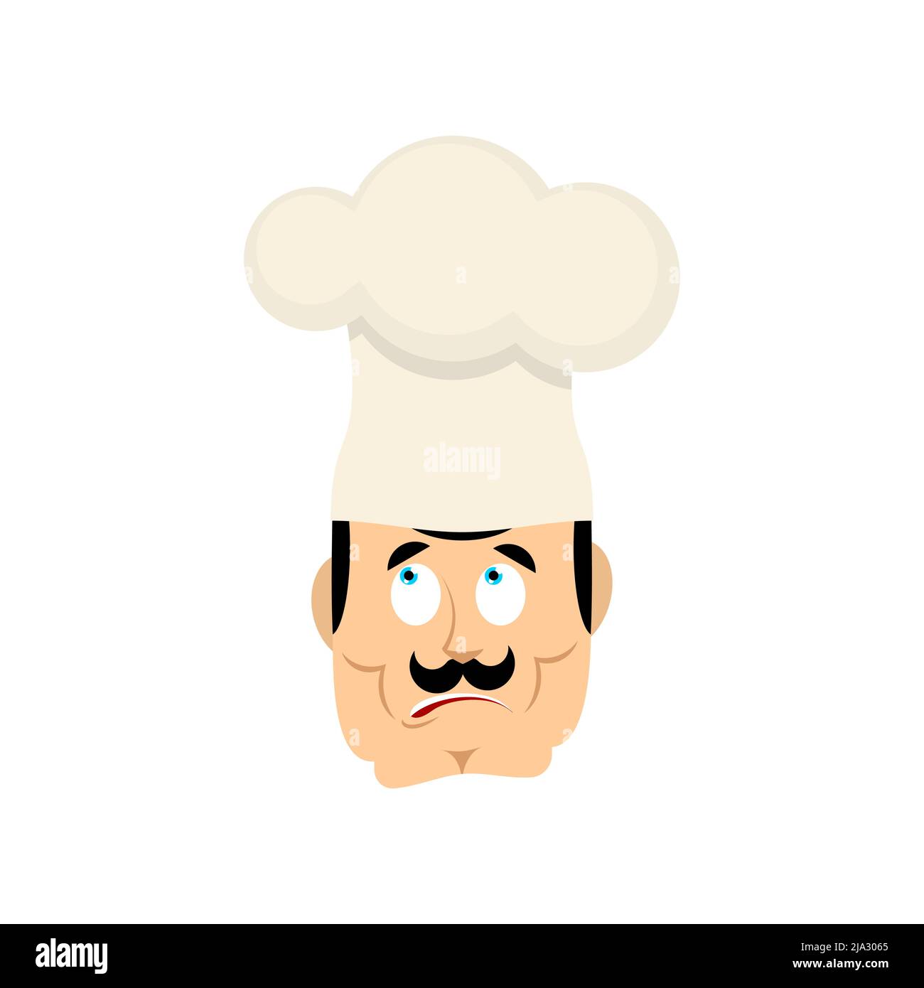 Chef confuso emoji. Cuoco avatar emozioni perplesso. kitchener illustrazione vettoriale Illustrazione Vettoriale