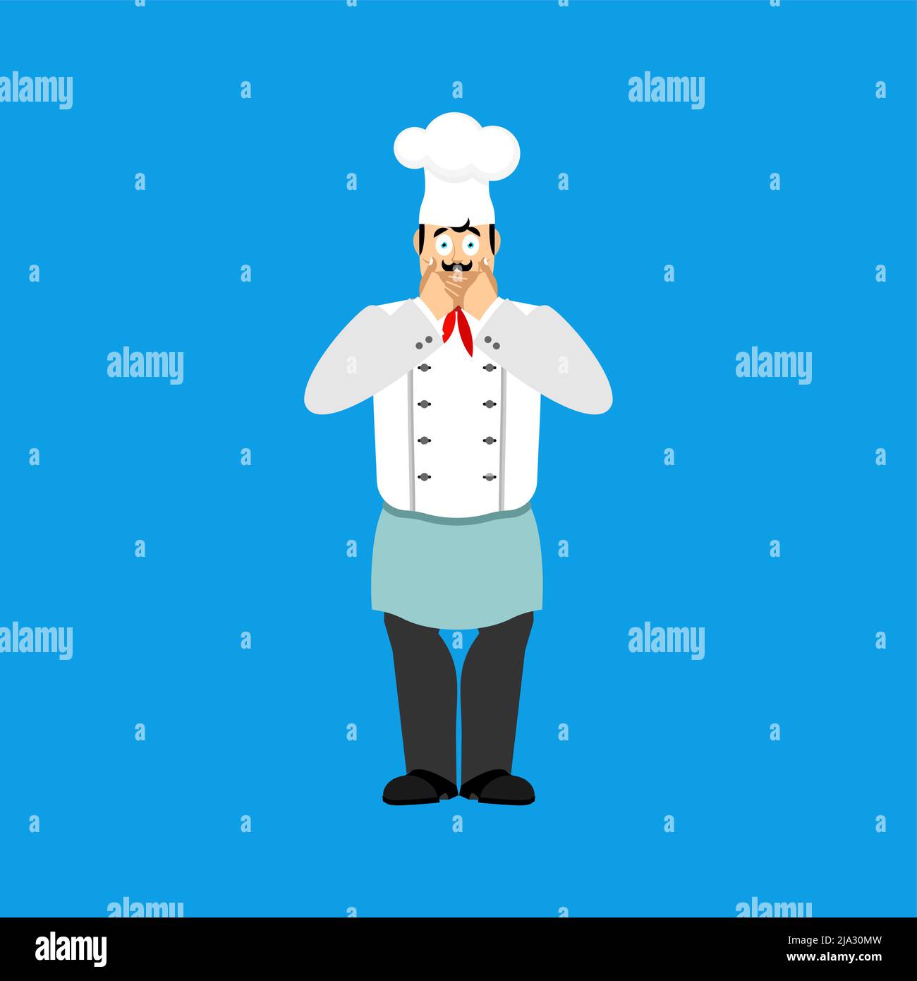Lo chef ha paura di OMG. Cuoco Oh mio Dio. kitchener illustrazione vettoriale Illustrazione Vettoriale