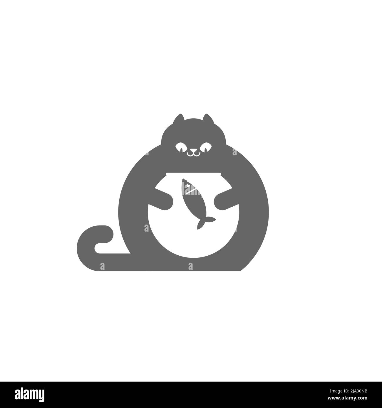 Gatto e acquario. Gatto che guarda i pesci in acquario. Illustrazione vettoriale Illustrazione Vettoriale