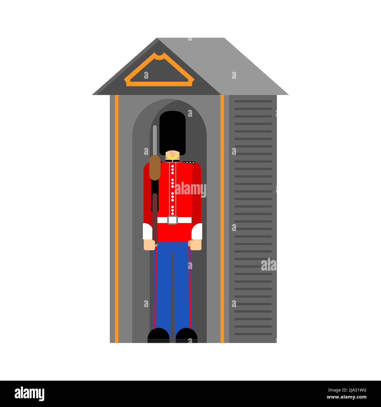 Bearskins British Royal Guardsman. sentry granadier in cappello di orso. Illustrazione Vettoriale