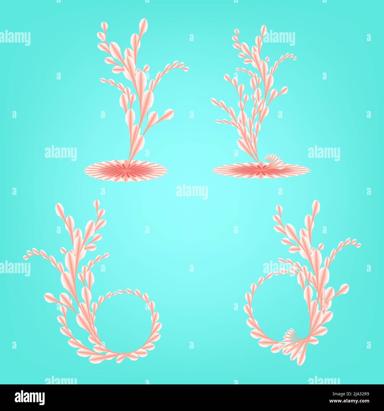 Fiore pianta ornamento botanico decorativo biglietto d'auguri cornice matrimonio astratto sfondo arte grafica disegno vettoriale illustrazione Illustrazione Vettoriale