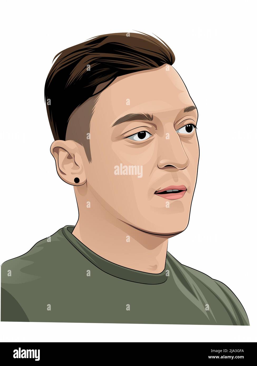 Illustrazione vettoriale del calciatore tedesco Mesut Ozil. Stile isolato, Line Art Foto Stock