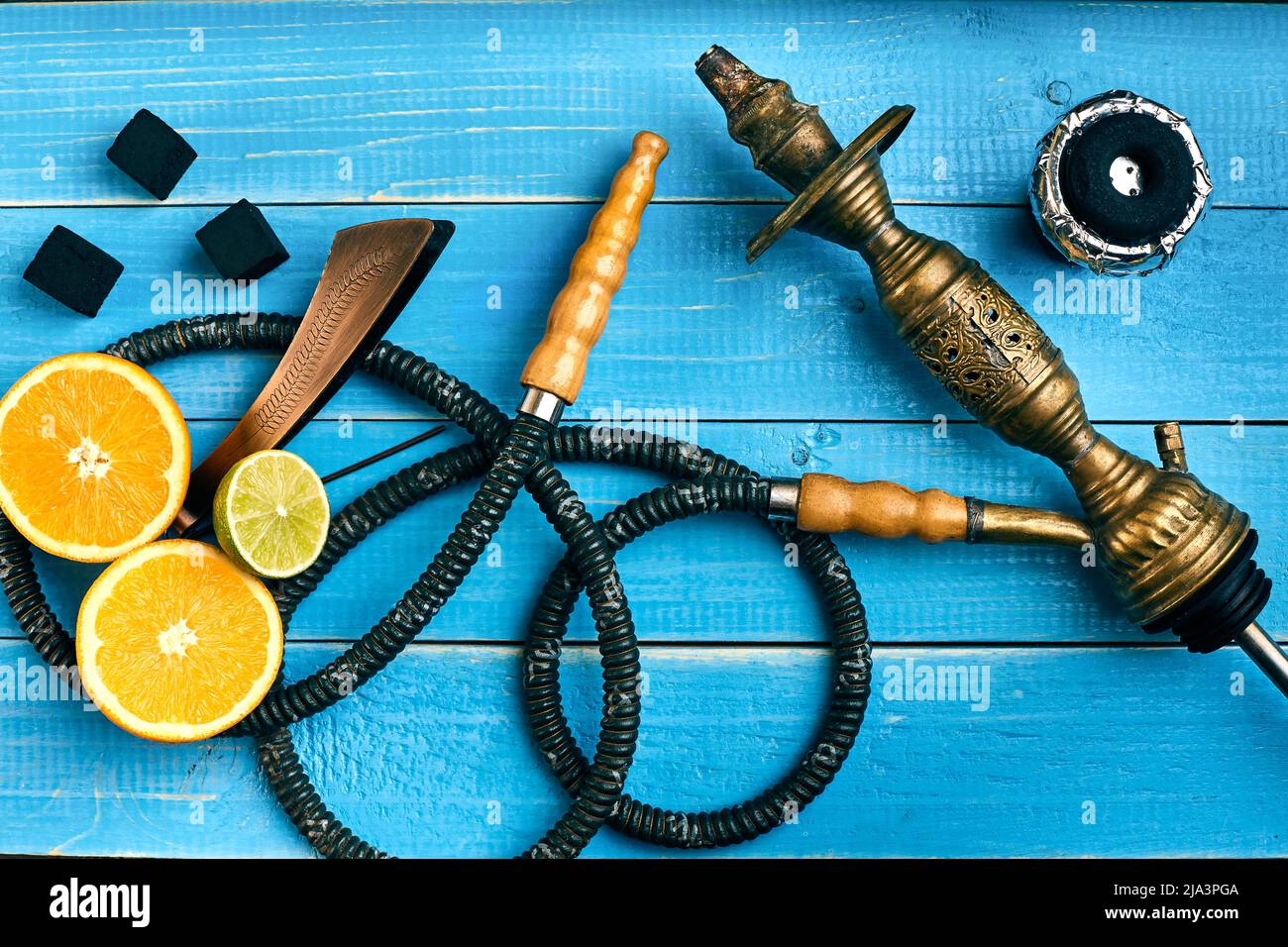 Hookah. Il tabacco con arancia e tiglio sapore. Vista superiore Foto Stock